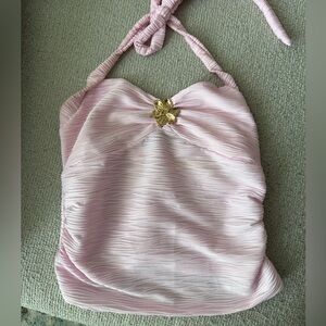 Pink shell halter top
